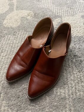 Pointed Toe Brown faux Leather Slip-On Shoes